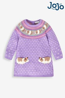 JoJo Maman Bébé Lilac Purple Guinea Pig Girls' Fair Isle Knitted Dress (503212) | €42