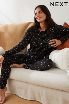 Black Star Cotton Long Sleeve Pyjamas (503265) | $38