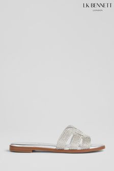 Lk Bennett Riley Flache Pantoletten aus Raffiabast, Grau-Metallic (503726) | 308 €