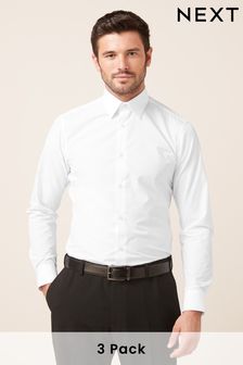 White/Light Blue/Light Pink Slim Fit Easy Care Single Cuff Shirts 3 Pack (503815) | $84