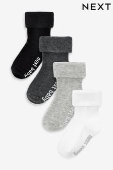 4 Pack Roll Top Baby Socks (0mths-2yrs)