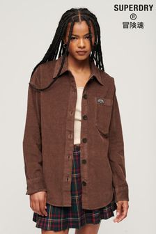 Superdry Brown Chunky Cord Overshirt Jacket (504162) | LEI 434