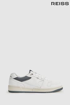 Reiss White Astor Leather Colourblock Lace-Up Trainers (504247) | KRW378,000