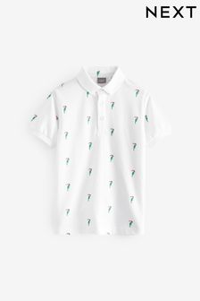 White Toucan All-Over Print Short Sleeve Polo Top (3-16yrs) (504312) | OMR6 - OMR8