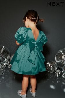 Teal Green Taffeta Flower Girl Bow Dress (3mths-10yrs) (504602) | $53 - $62