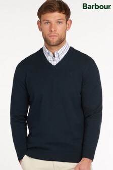 Barbour® Blue Pima Cotton V-Neck Sweater (504610) | 81 €