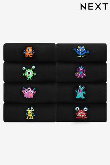 Black Bright Monster 8 Pack Embroidered Socks (504621) | CHF 26