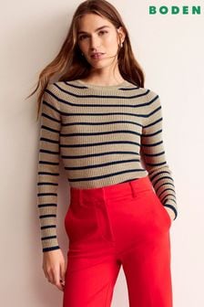 Brązowy - Boden Effie sweter w połyskujące paski (504960) | 205 zł