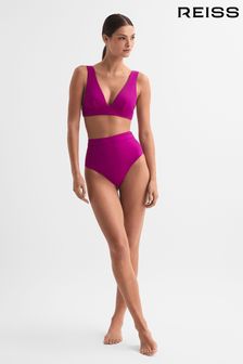 Reiss Magenta Tara Italian Fabric High Rise Bikini Bottoms (505322) | OMR44