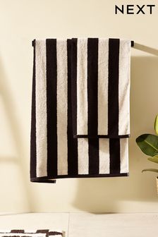 Monochrome Black Block Stripe Towel 100% Cotton