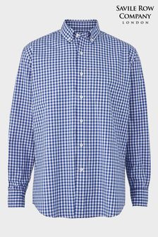 Savile Row Company Blue Check Classic Fit Button-Down Shirt (505637) | €35