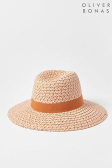 Oliver Bonas Orange Mixed Coloured Woven Fedora Hat (505897) | €17.50