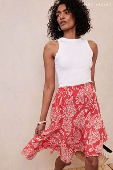 Mint Velvet Red Gracie Print Tiered Midi Skirt (506594) | 68 €