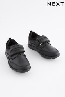 Black Standard Fit (F) School Leather Single Strap Shoes (506696) | $39 - $61