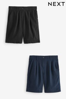 Črna/mornarsko modra - Summer Linen Blend Boy Shorts 2 Pack (507392) | €32
