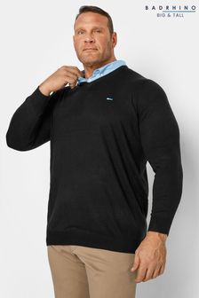 Sweter Badrhino Big & Tall z dekoltem w szpic i wstawką koszulową (507458) | 185 zł