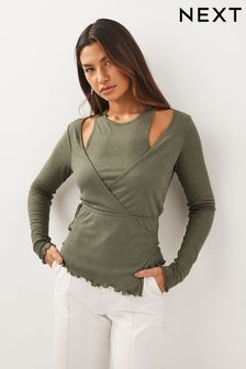 Green Double Layer Wrap Top (507658) | kr255