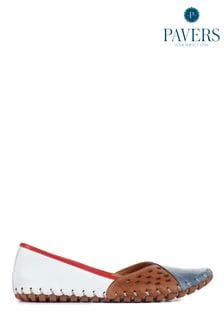 Pavers Blue/White Womens Leather Ladies Slip-On Shoes (507801) | €23