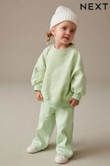 Green 2pc Sweatshirt and Wide Leg Trouser Set (3mths-7yrs) (507892) | €21 - €26
