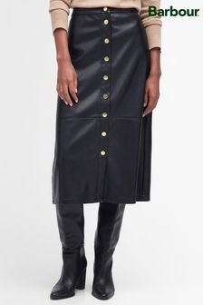 Barbour® Black Alberta Faux Leather Longline Skirt (508797) | $206