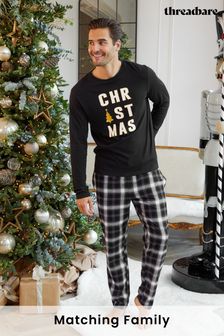 Threadbare Black Cotton Long Sleeve Christmas Pyjama Set (509103) | 40 €