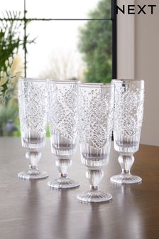 Set of 4 Clear Sophia Flute Glasses (509187) | $41