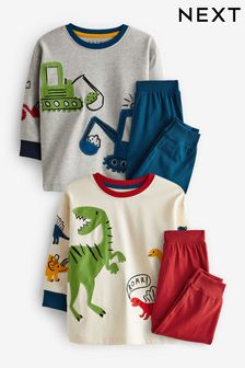 Multi Dinosaur Pyjamas 2 Pack (9mths-8yrs) (509491) | OMR11 - OMR13