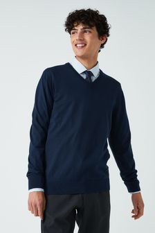 Marineblau - V-Ausschnitt - Weicher Pullover (509652) | 24 €