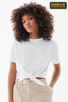 לבן - חולצת טי עם קשירה מלפנים של Barbour® International דגם Soules (509758) | ‏151 ‏₪