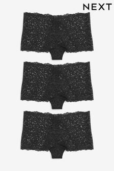 Black Short Lace Knickers 3 Pack (510094) | €13