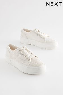 White/Gold Forever Comfort® Cleated Sole Chunky Trainers (510241) | 67 €
