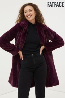 FatFace Purple Freya Faux Fur Long Coat (510335) | DKK605