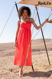 Ro&zo Red Flame Strappy Linen Midi Dress (510360) | 91 €