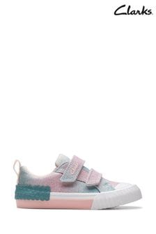 Różowy - Pastelowe płócienne buty dziecięce Clarks Foxingbrill (510371) | 175 zł