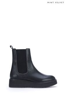 Mint Velvet Black Wedge Sole Ankle Boots (510601) | DKK802