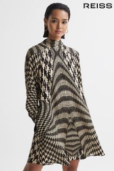 Reiss Black/White Ester Dogtooth Mini Dress (510852) | $421