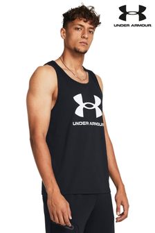 Czarny/biały - Sportowa koszulka bez rękawów z logo Under Armour (510946) | 170 zł