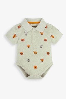 JoJo Maman Bébé Natural Safari Animals Embroidered Polo Shirt Body (511183) | $26