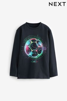 Marineblau mit Fußball - Langärmeliges Grafik-T-Shirt (3-16yrs) (511303) | 12 € - 20 €
