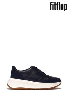 FitFlop Blue F-Mode Leather Sued Flatform Trainers (511435) | €186
