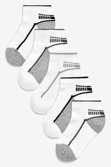 White 5 Pack Cushioned Footbed Sports Trainer Socks (511512) | kr80 - kr93