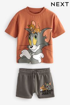 Tan Brown Tom and Jerry Short Sleeve T-Shirt and Shorts Set (3mths-8yrs) (511989) | 90 SAR - 113 SAR