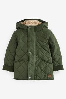 Khaki Green - Quilted Teddy Borg Fleece Lined Jacket (3mths-7yrs) (512112) | DKK270 - DKK315
