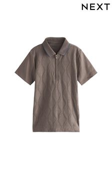 Mink Brown Textured Short Sleeve Polo Shirt (3-16yrs) (512314) | AED68 - AED92