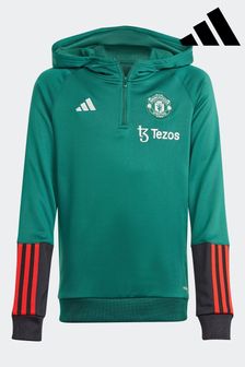 adidas Green Junior Manchester United Quarter Zip Hoodie (512422) | OMR21