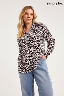 Simply Be Mono Leopard Print Shirt (512507) | LEI 119
