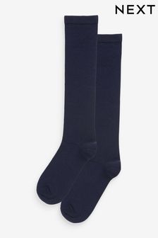 Navy Blue Modal Blend Knee High Socks 2 Pack (512708) | $10