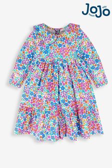 JoJo Maman Bébé Girls' Floral Cord Tiered Dress With Collar