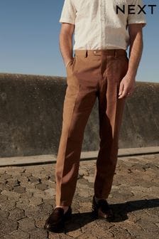 Rust Brown Linen Tailored Fit Suit: Trousers (512923) | $78