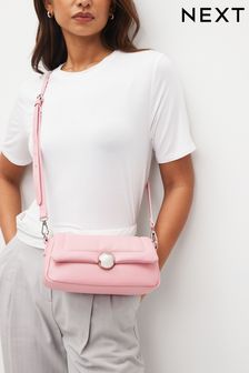 Pink Mini Orb Clasp Padded Shoulder Bag (513090) | OMR12